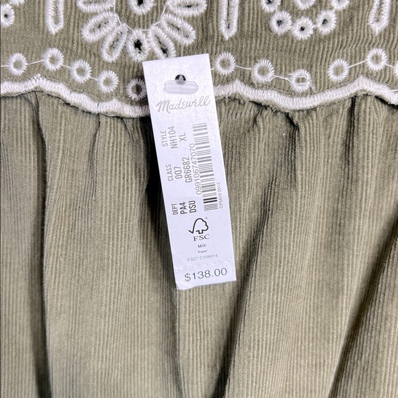 Madewell Olive Corduroy Dress with Square Neckline NEW With Tags! Size XL - Picture 5 of 11